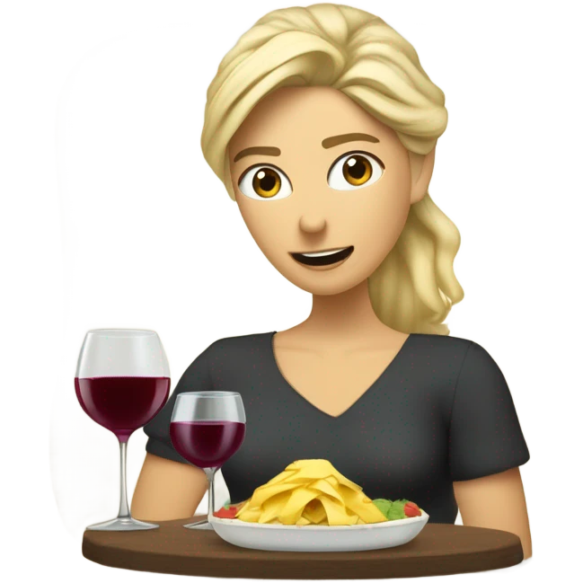 Repas raclette et deux verres de vin blanc en couple, femme blonde cheveux aux-dessus des épaules homme petite barbe et moustache grisonnantes et cheveux bruns grisonnant  emoji