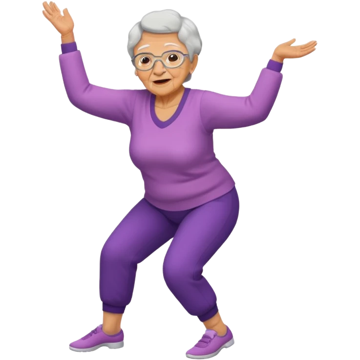 A grandma trying to to do a dance but breaks her neck and back  emoji