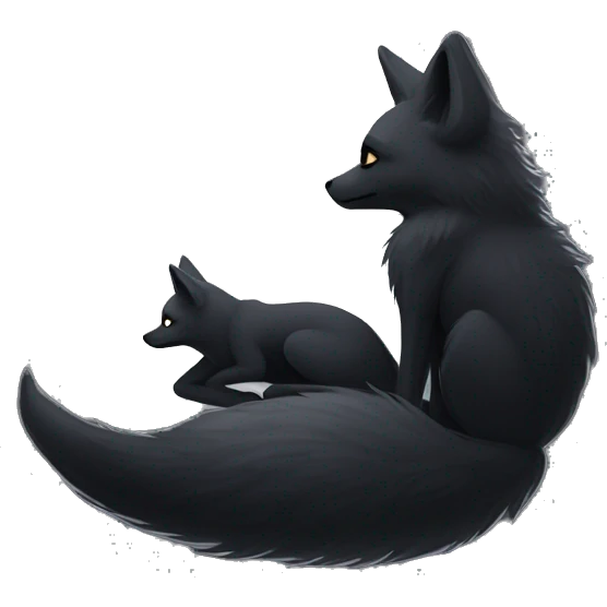 monochrome moon and black fox emoji