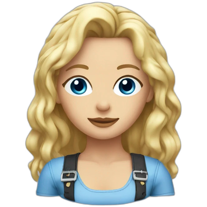 leather bra; blonde hair; blue eyes emoji
