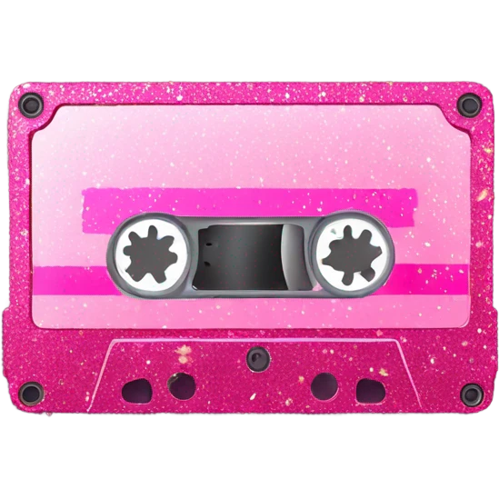 Pink ombre cassette tape with glitter  emoji