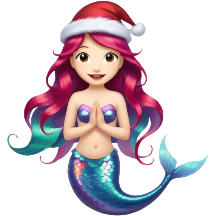 asian mermaid with christmass hat emoji