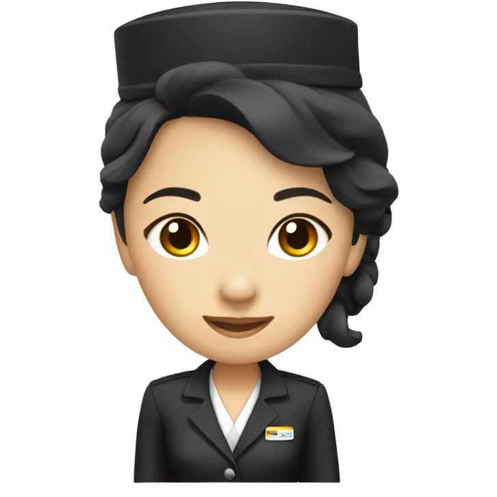 Black color uniform flight attendant Asian  emoji