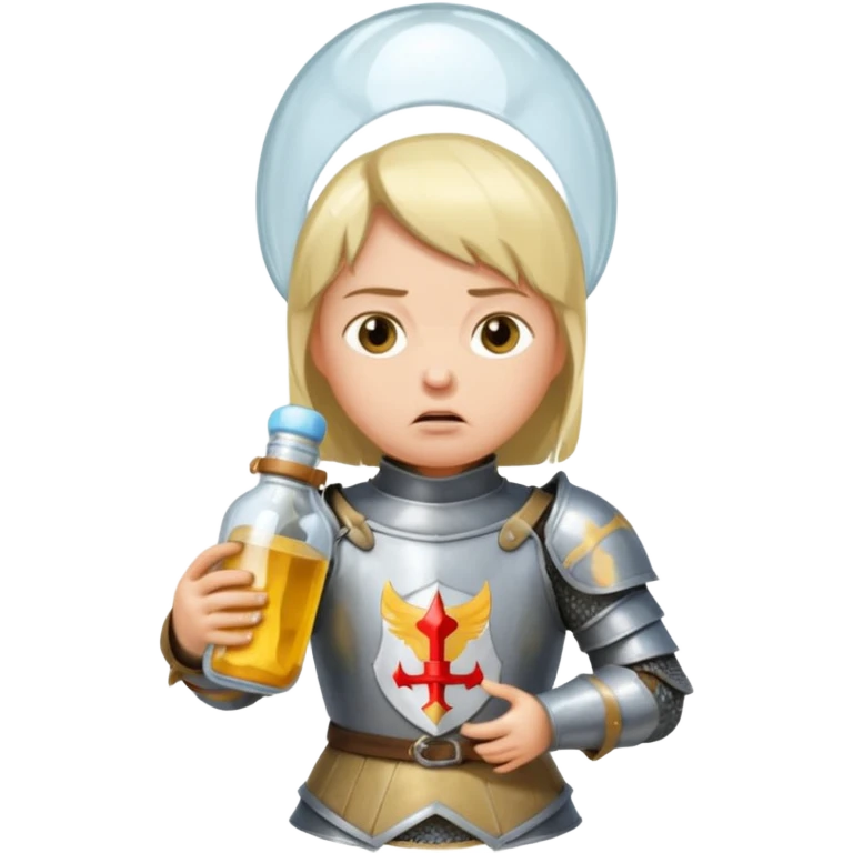 Jeanne d’arc en armure médiévale en colère et enfermée dans un biberon  emoji