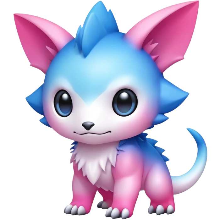 Cute cool kawaii pink-white-blue-gradient fakemon-digimon-Trico-vernid-creature emoji