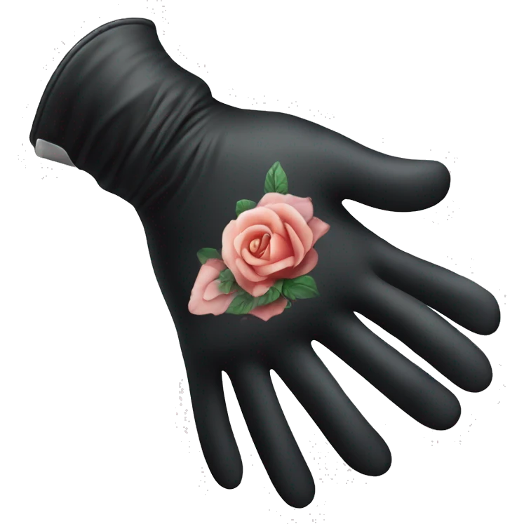 Hand in black glove doing tattoo emoji