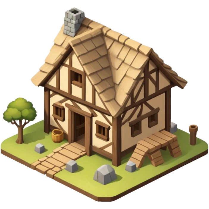 isometric one-story medieval shack emoji
