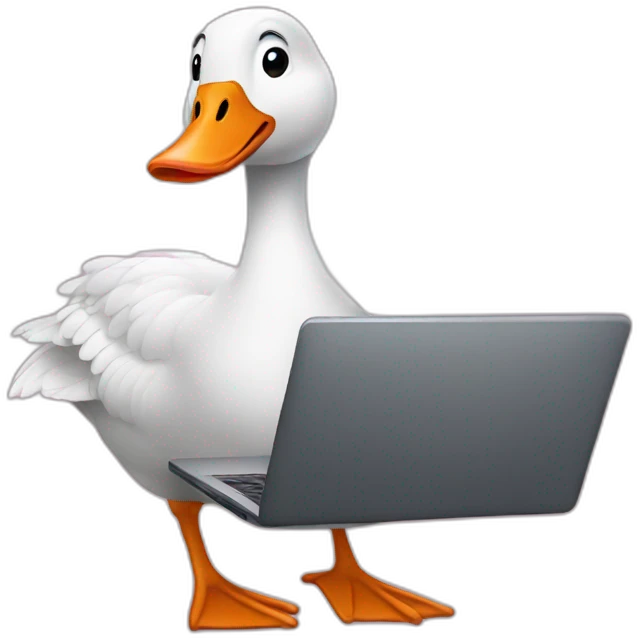 goose using laptop emoji