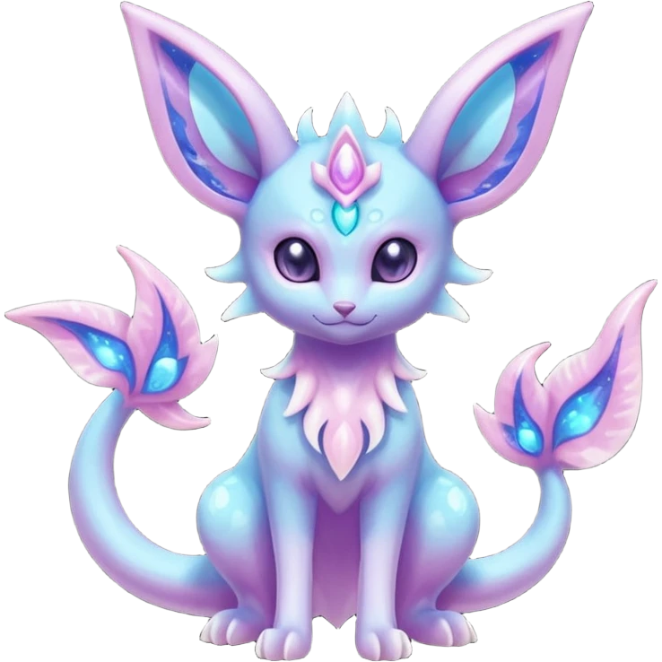 Shiny Sparkly Bioluminescent Glowing Espeon-Lumineon-Vaporeon-Amaura-Dragonair-Sylveon-Fakémon-hybrid-creature (full body)  emoji