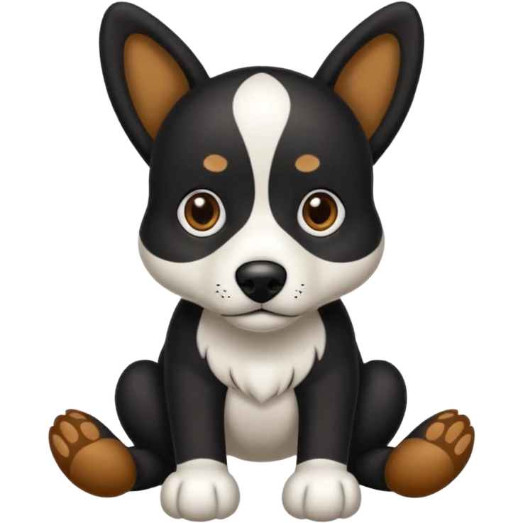 haz un perro negro con las patas y el ozico blancos toques marrones mucho pelo y ojos marrones menos marron menos pelo emoji