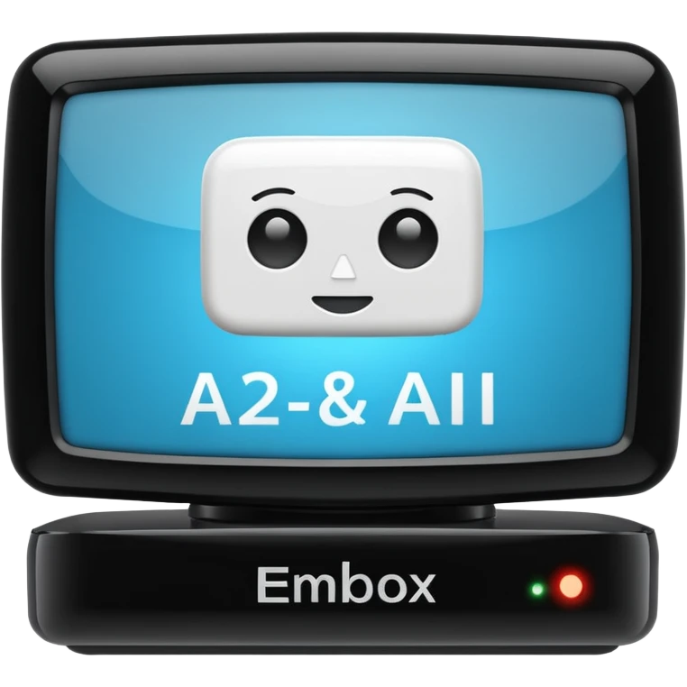 A 2d TV box facing the camera that reads AI emoji