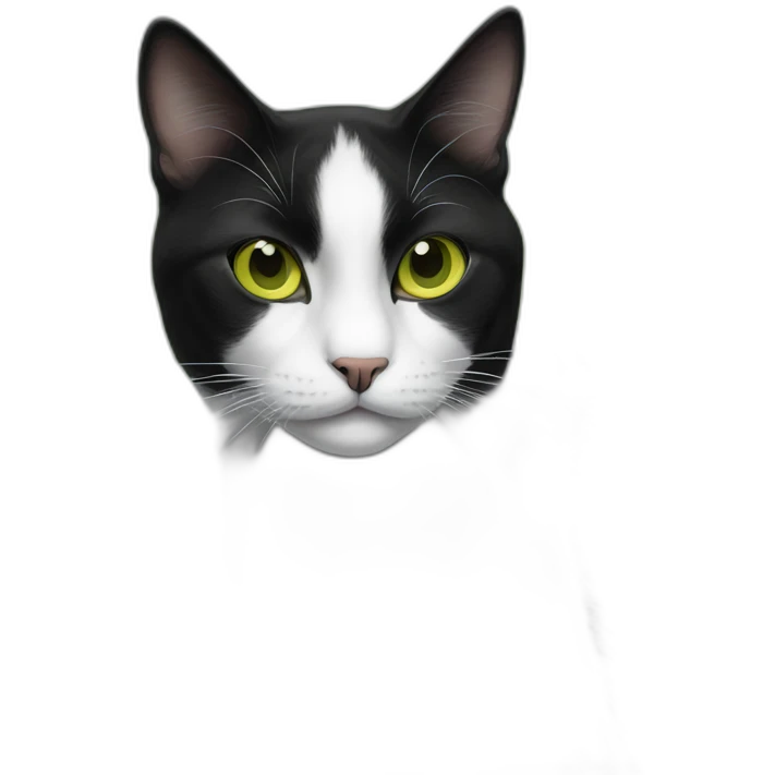 black-and-white cat with yellow-green eyes emoji