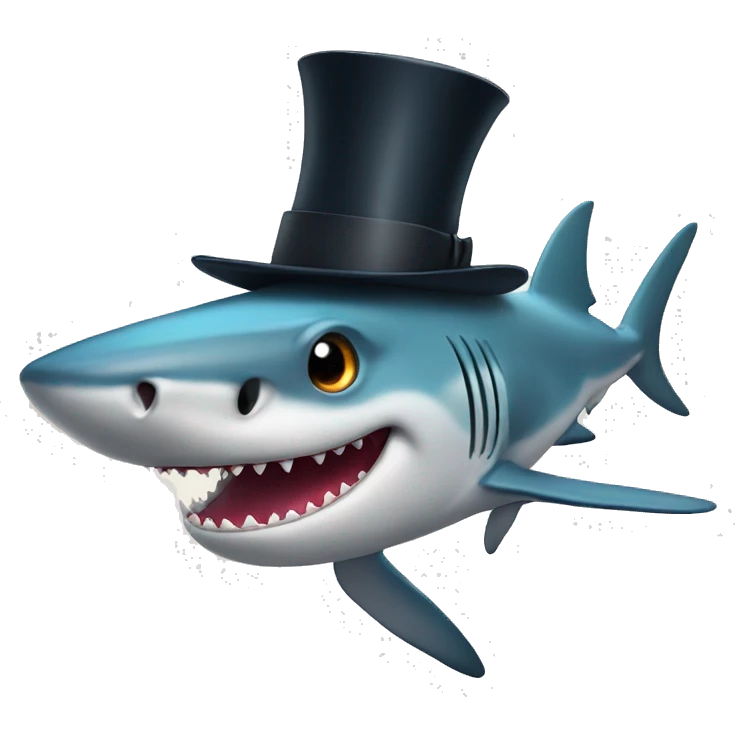 Shark with a top hat emoji