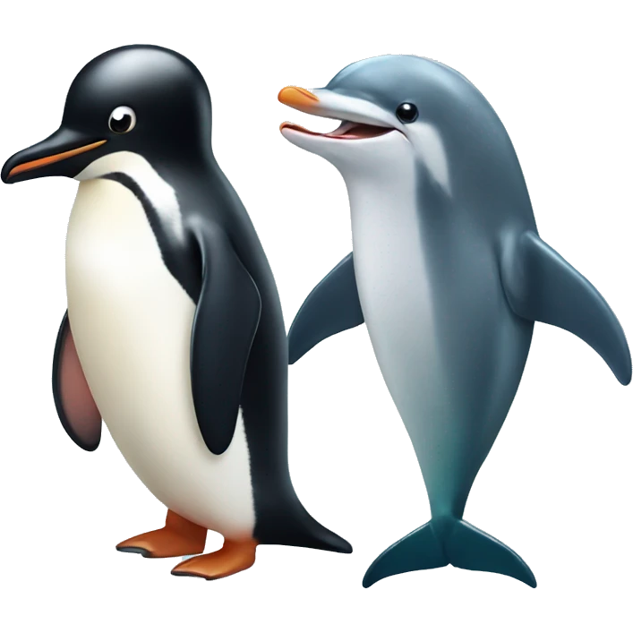 cute penguin and dolphin  emoji