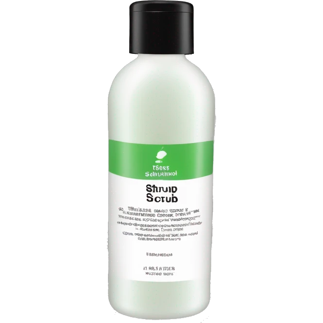 bottle of scalp scrub with label emoji