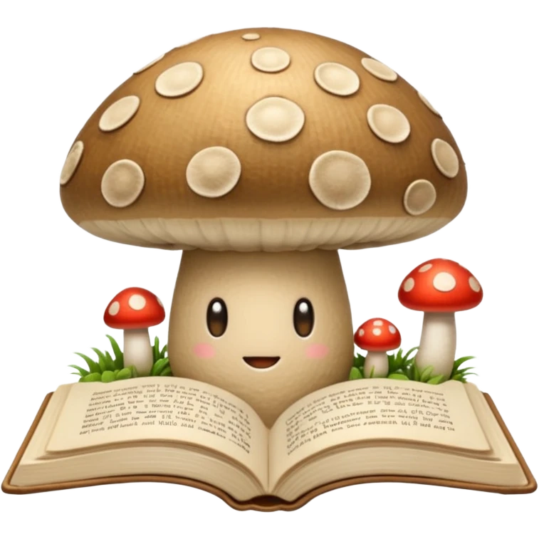 Cozy aesthetic beige mushroom and book emoji