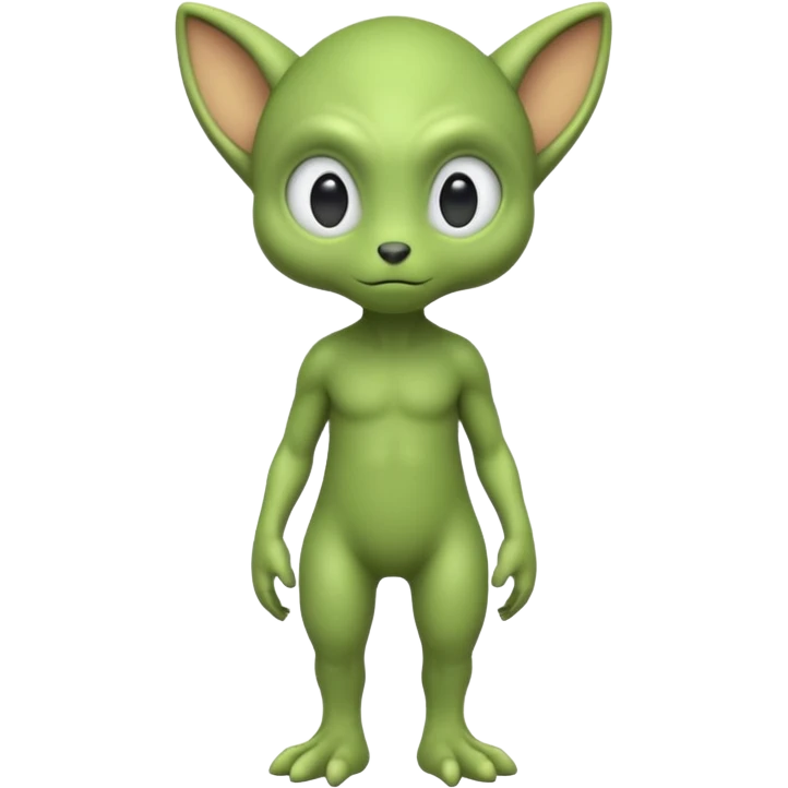 full body ...cute peacefull alien furry with 2 legs ....stands upright and looks intelligent ...wears clothing. not green..looks happy and cuddly... doesnt have eyes on face, there is a appendage coming from top of head with a single large eye emoji