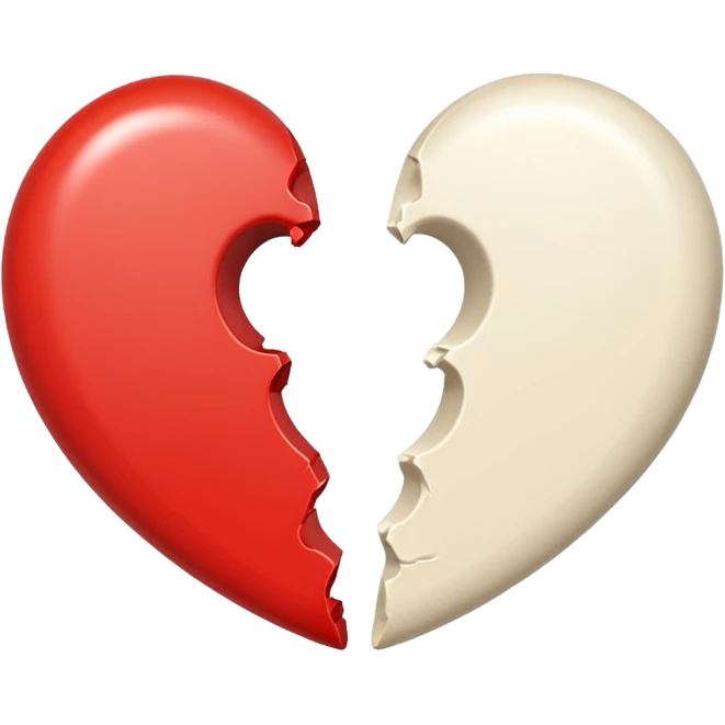 Creamy color heart broken into two halves emoji