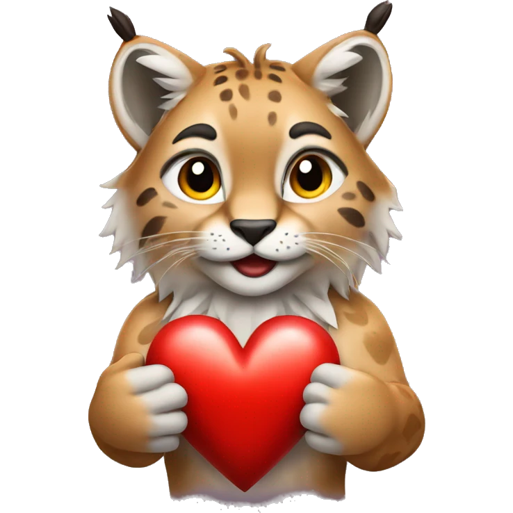 a lynx holding a heart emoji
