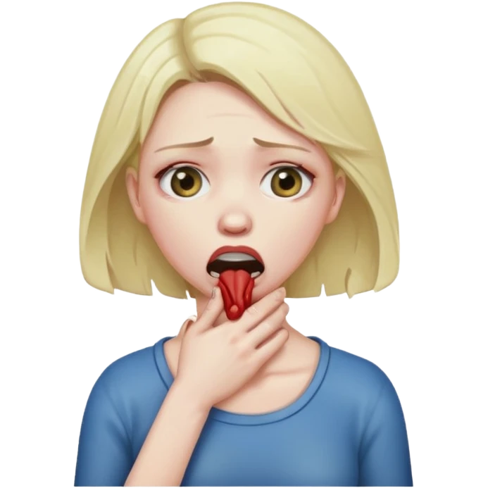Woman choking herself emoji