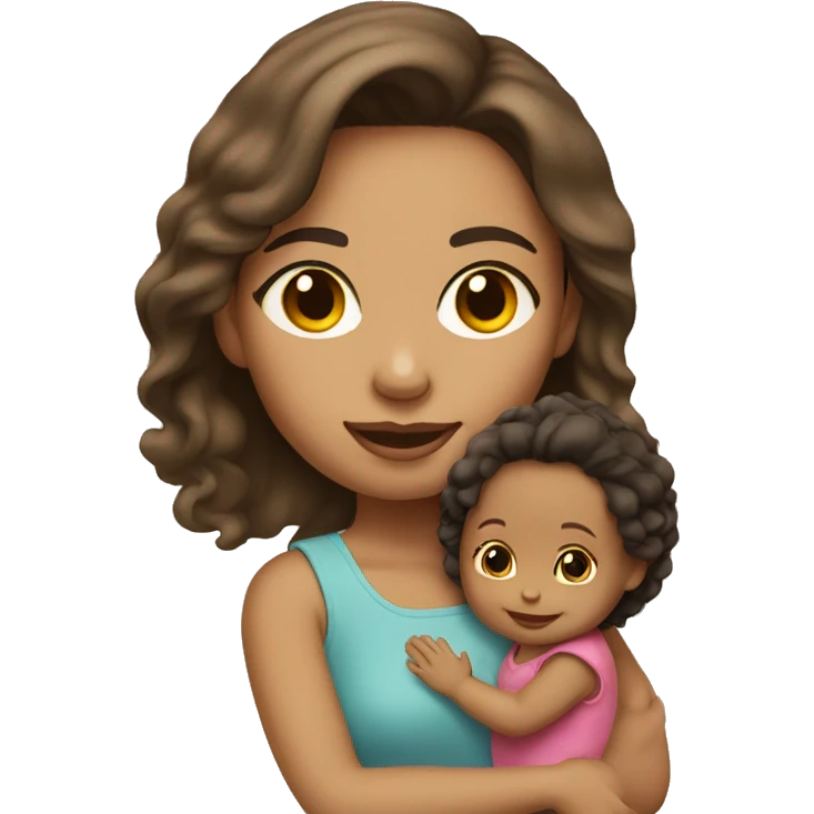 light skin tone brunette woman holding girl toddler emoji