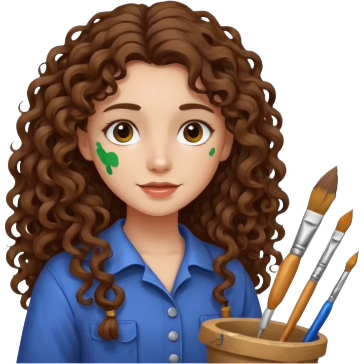 girl with long curly brown hair craft emoji
