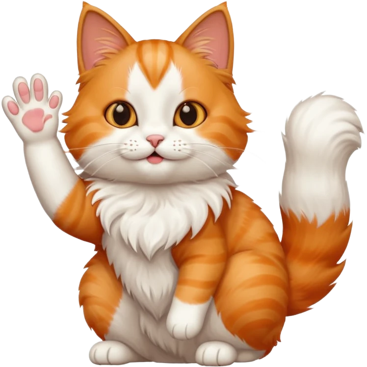 The cat says hello and waves his paw emoji