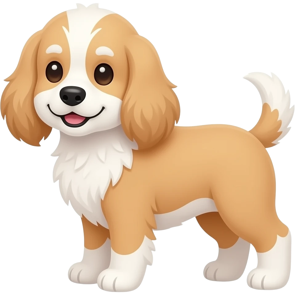 Creamy Cockapoo white chest white feet white chin white tip to tail emoji