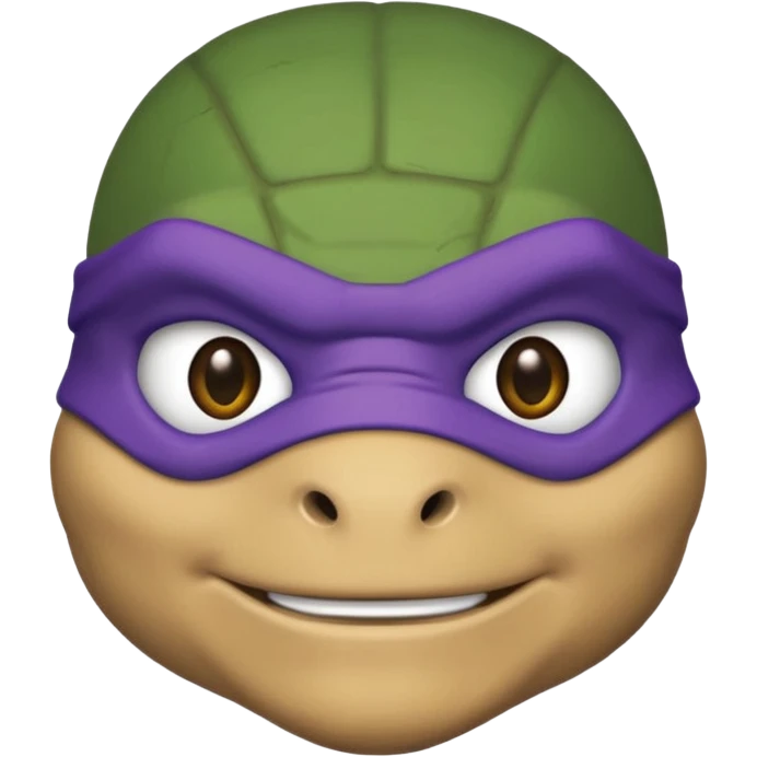 Donatello from Teenage Mutant Ninja Turtles, emoji style, head only, with a blue hacking interface on the screen emoji