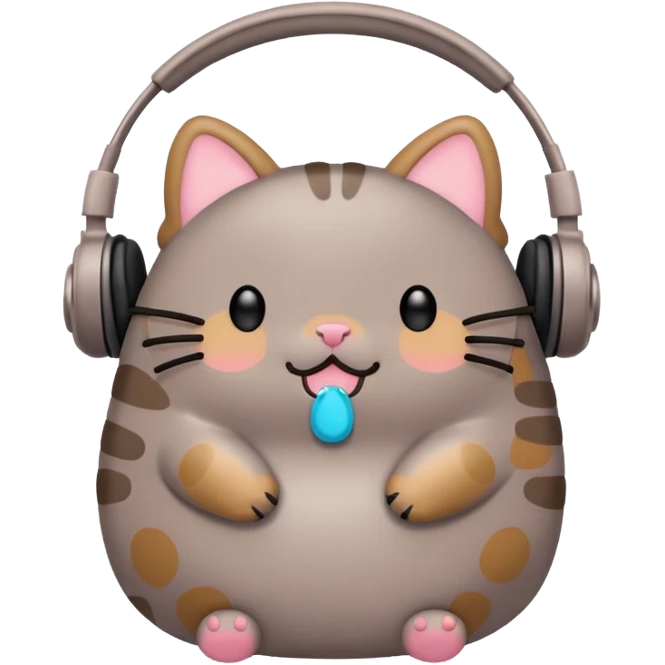 Pusheen with earphones  emoji