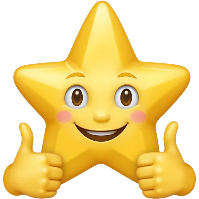 HD a smiling happy star with both hands doing thumbs up  emoji
