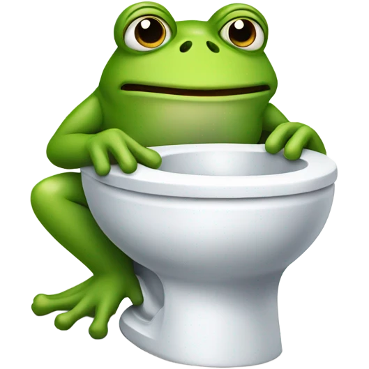 Frog taking a shit on toilet while drinking coffee emoji