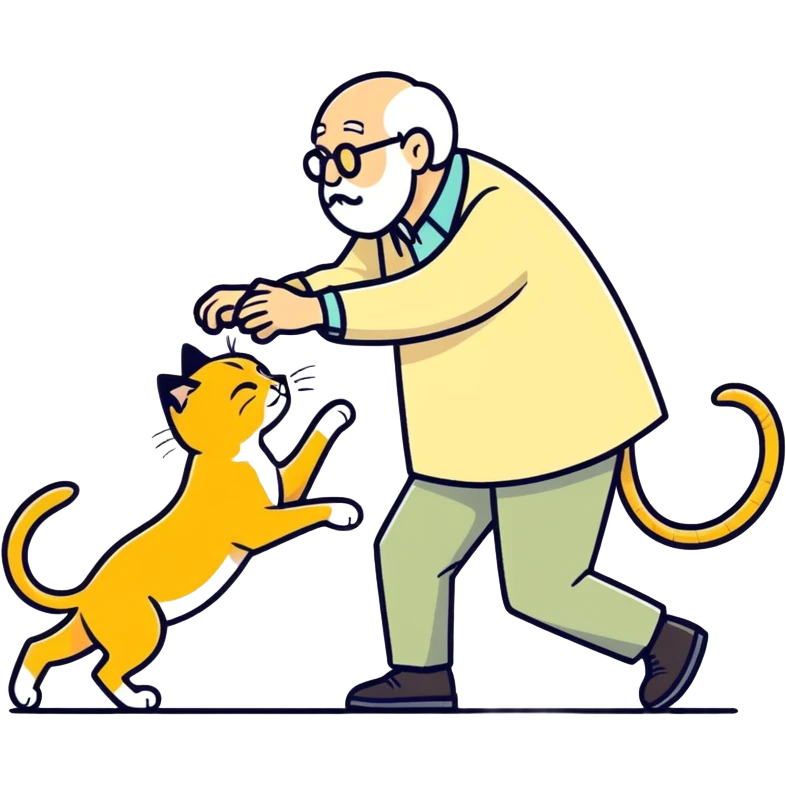 old blind man accident stepping on ￼￼golden cat’s tail  emoji