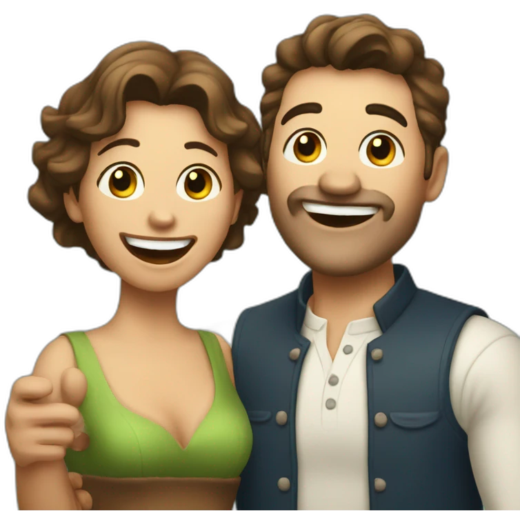 Lady sing a song and very happy with his husband emoji