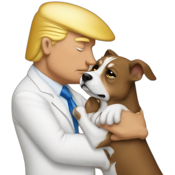 trump kissing a dog emoji