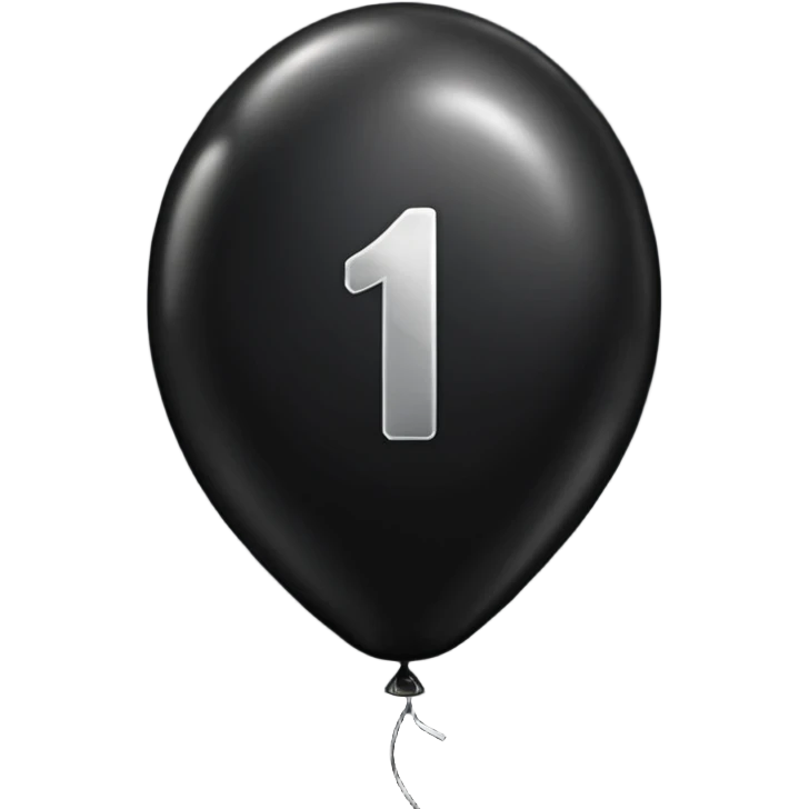 black balloon shaped as the number 1, classic emoji style emoji