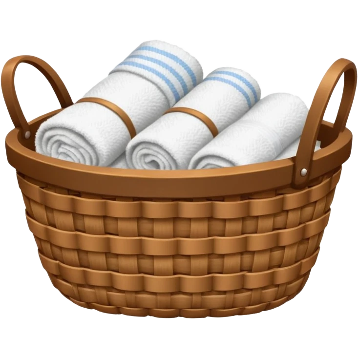 Realistic Brown basket with white towels emoji