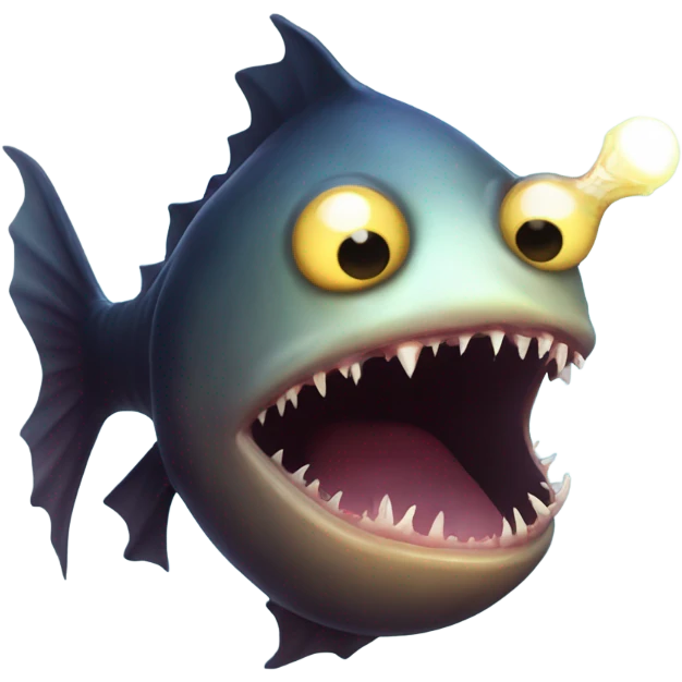 Anglerfish with glowing lure, sharp teeth, and big eyes. emoji
