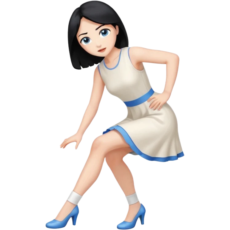 prince, black hair, blue eyes, garment, woman, blonde hair, green eyes, bending knee, sleveless white dress, emoji