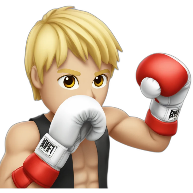 A grand slim blond boxer with boxing gloves and red helmet emoji