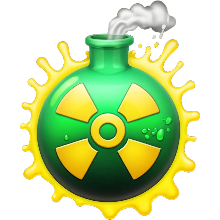 create a poison bomb which is radioactive in color, make the poison inside spoiling out and make the bomb gradient from green to yellow emoji