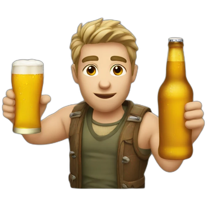 Olivier drinking a beer  emoji