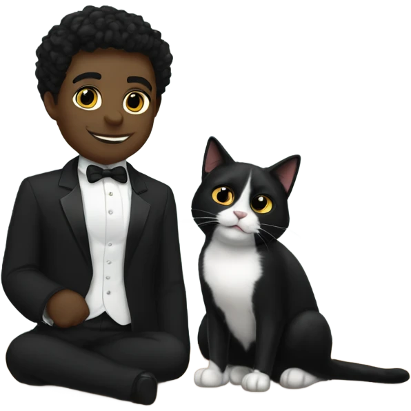 Me and my tuxedo cat raven hanging out emoji