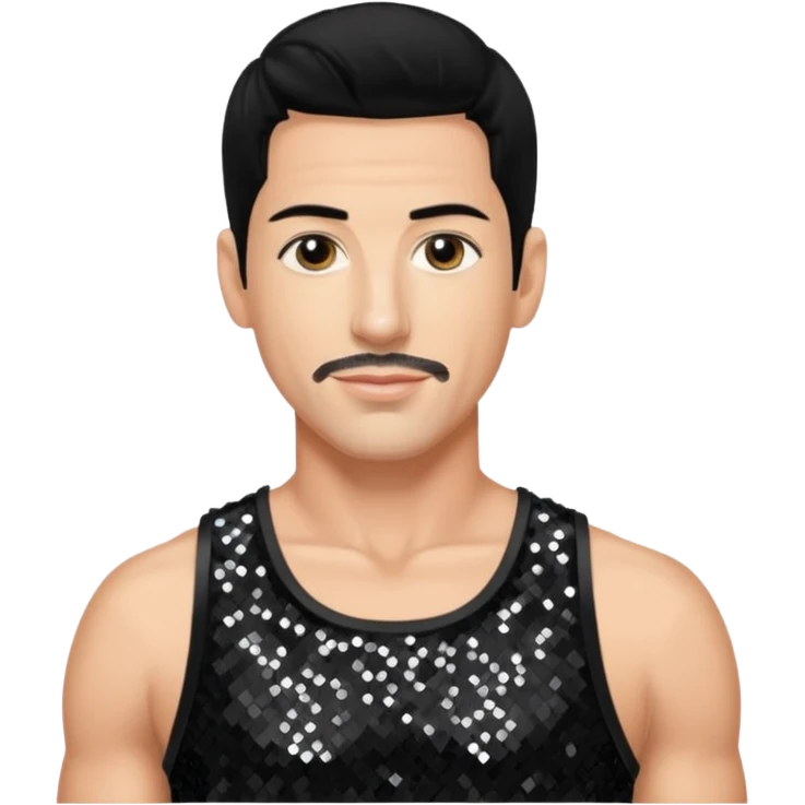 Danny Wood from NKOTB with black hair, black sequin crop top emoji