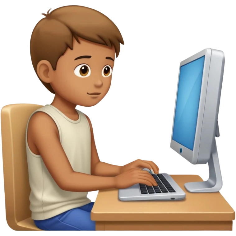 Boy looking at computer  emoji
