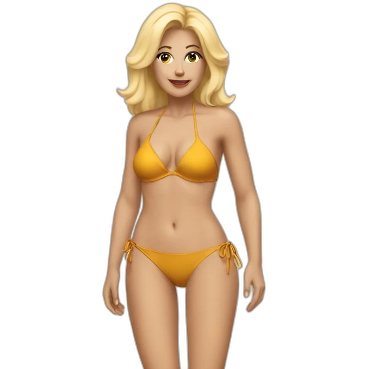 Woman blondie fifty years old in bikini emoji