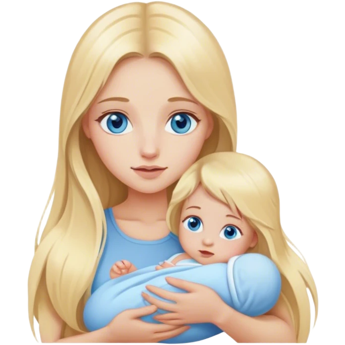 long blonde hair girl blue eyes holding a newborn emoji