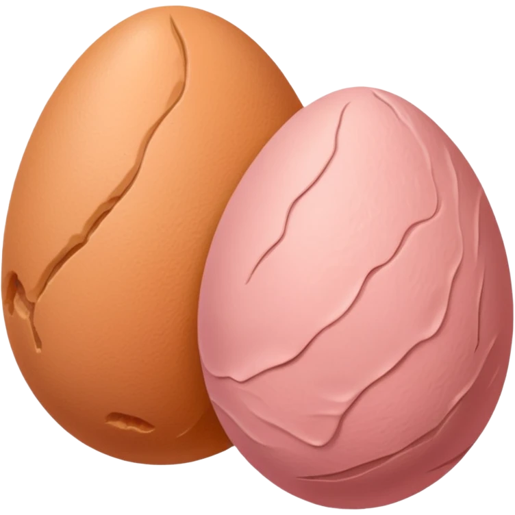two skin tone peachy beige-pink egg shaped balls/spheres, both same size and same color, add a bumpy, loose, veiny, wrinkly skin texture with folds to both. no face.  emoji