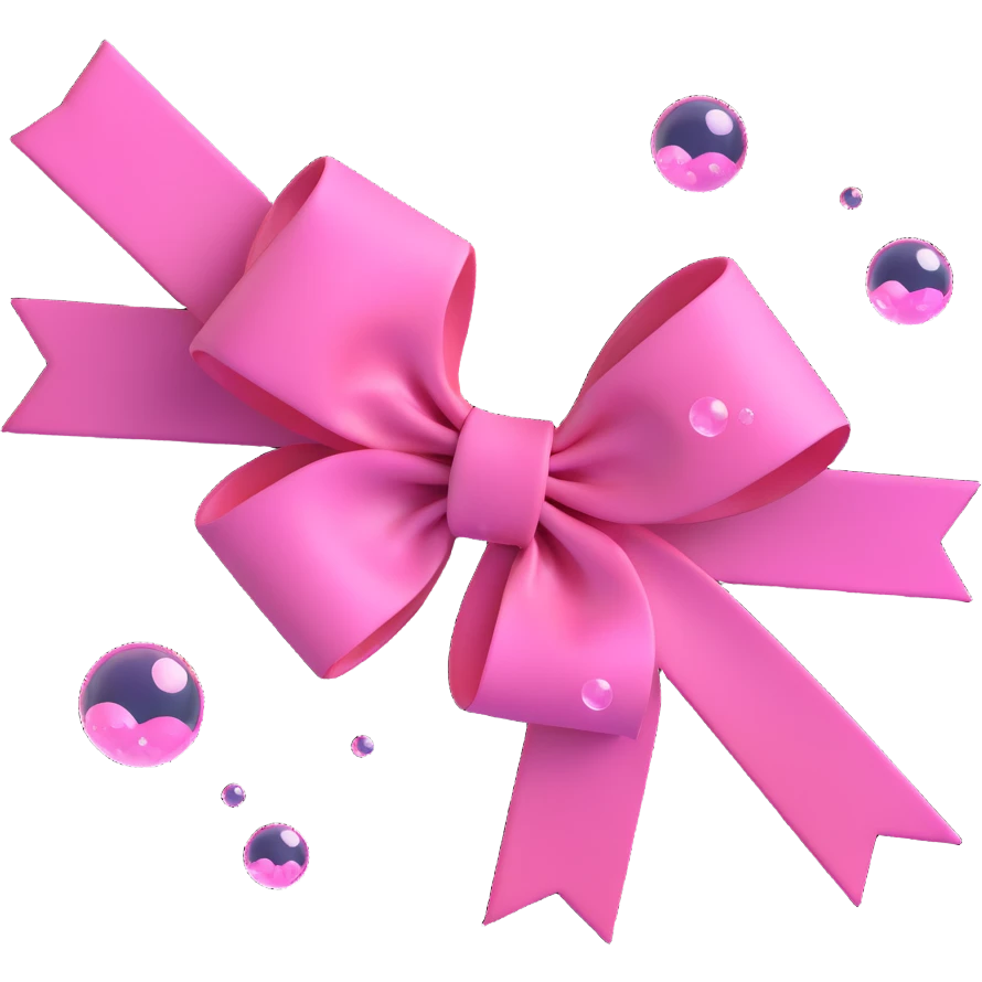 pink bow with floating bubbles around it emoji