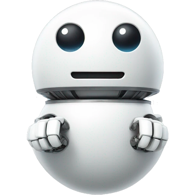 cute white floating spherical happy robot emoji